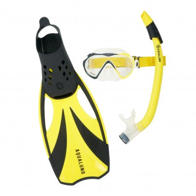 AQUASPHERE AQMSFSCS COMPASS MASK / SNORKEL & FINS SNR YELLOW LAR