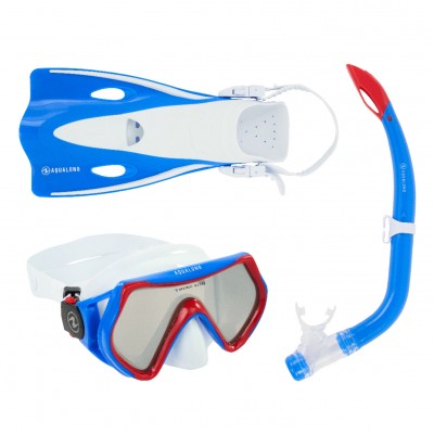 AQUASPHERE AQMSFSHJ HERO MASK / SNORKEL & FINS JNR BLUE LARGE - XL