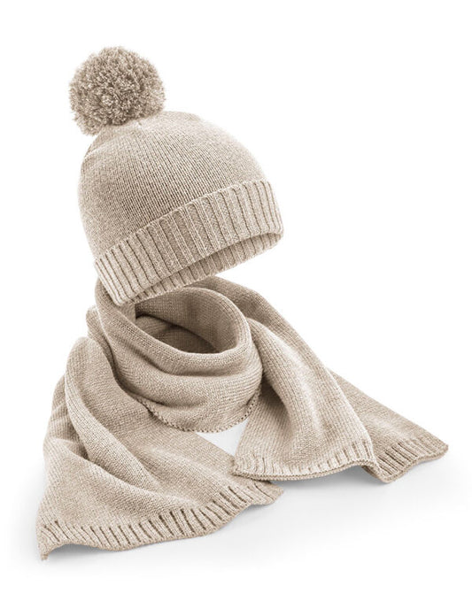 Beechfield B401 KNIT SCARF AND BEANIE GIFT SET - COOZO