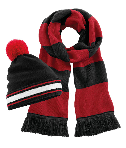 Beechfield B472 Double-layer knit Stadium Beanie 100%+B479 Soft-touch acrylic Stadium scarf (Pack of 2) - COOZO