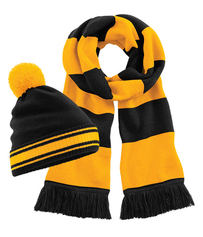 Beechfield B472 Double-layer knit Stadium Beanie 100%+B479 Soft-touch acrylic Stadium scarf (Pack of 2) - COOZO