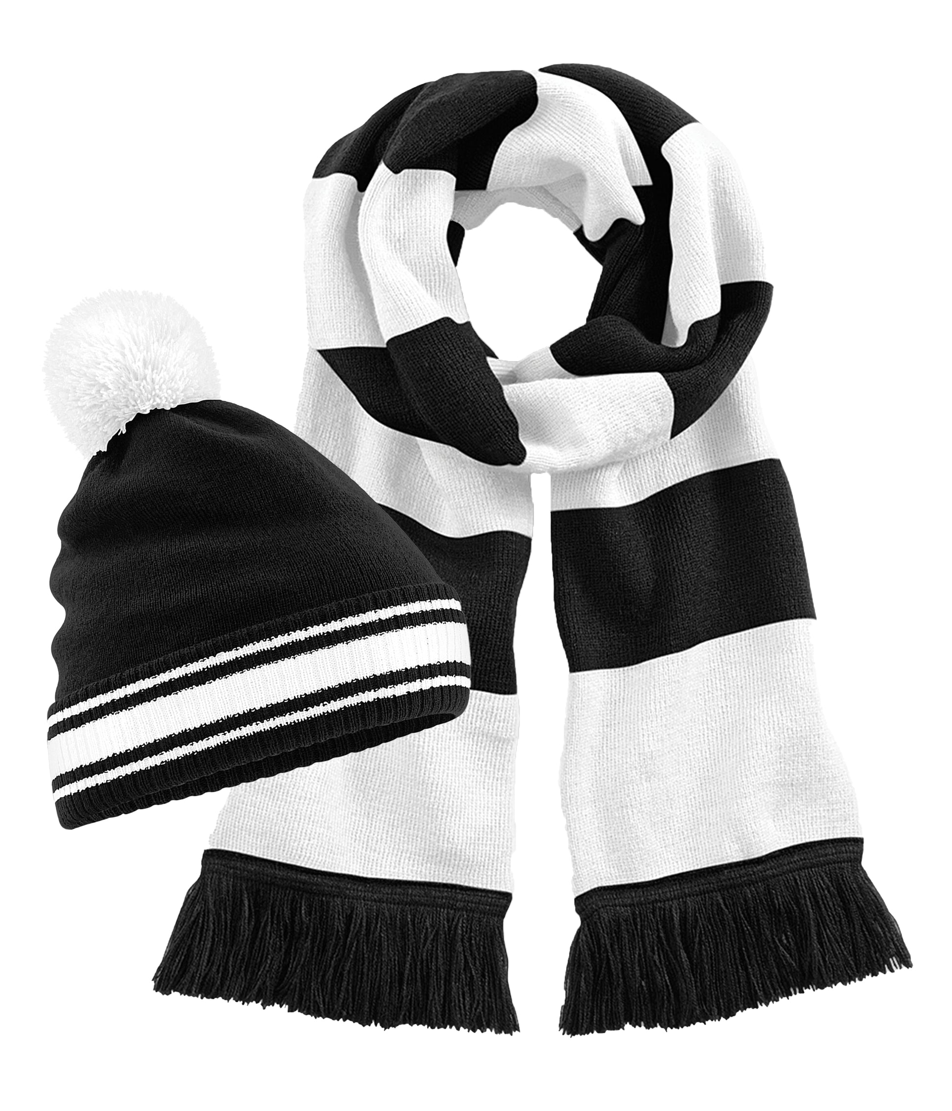 Beechfield B472 Double-layer knit Stadium Beanie 100%+B479 Soft-touch acrylic Stadium scarf (Pack of 2) - COOZO