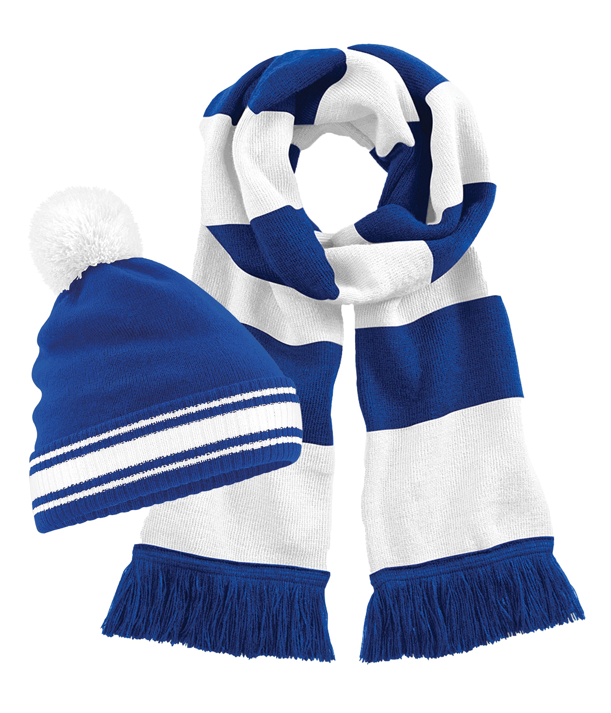 Beechfield B472 Double-layer knit Stadium Beanie 100%+B479 Soft-touch acrylic Stadium scarf (Pack of 2) - COOZO