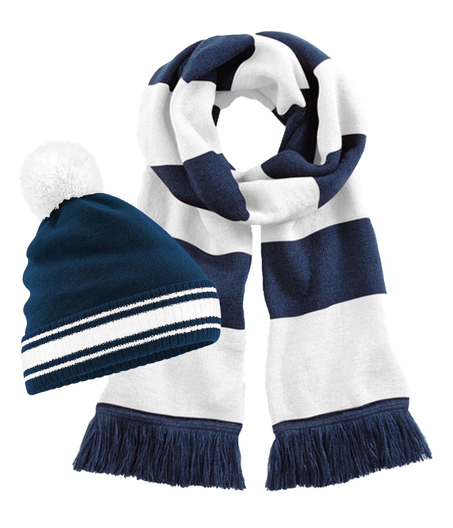 Beechfield B472 Double-layer knit Stadium Beanie 100%+B479 Soft-touch acrylic Stadium scarf (Pack of 2) - COOZO