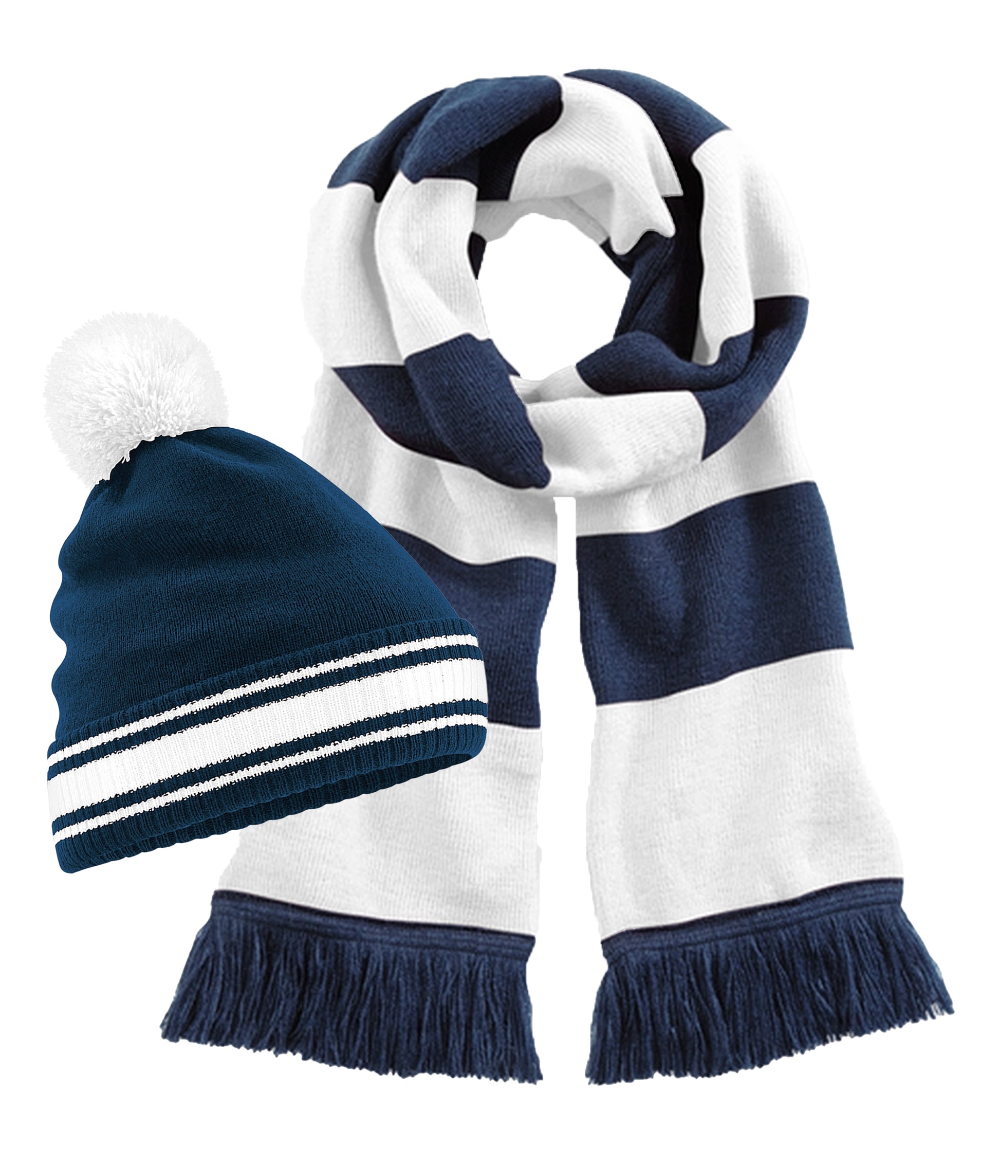 Beechfield B472 Double-layer knit Stadium Beanie 100%+B479 Soft-touch acrylic Stadium scarf (Pack of 2) - COOZO