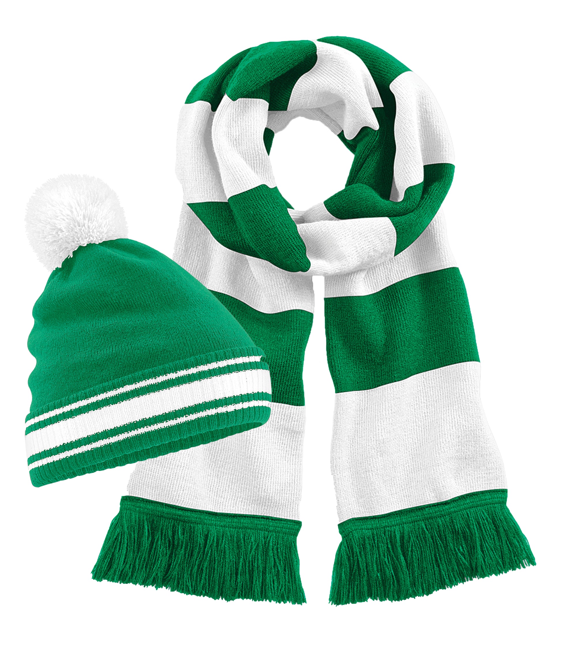 Beechfield B472 Double-layer knit Stadium Beanie 100%+B479 Soft-touch acrylic Stadium scarf (Pack of 2) - COOZO