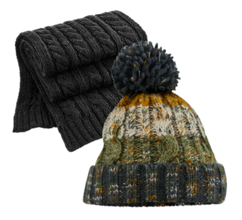 COOZO Multicolour Beanie and Scarf Winter Accessory Gift Sets - COOZO