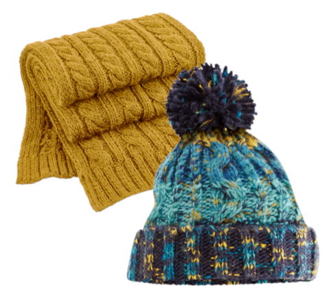 COOZO Multicolour Beanie and Scarf Winter Accessory Gift Sets - COOZO