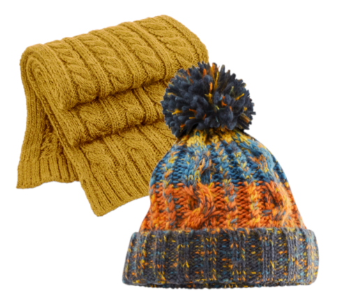 COOZO Multicolour Beanie and Scarf Winter Accessory Gift Sets - COOZO