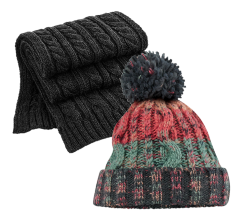COOZO Multicolour Beanie and Scarf Winter Accessory Gift Sets - COOZO