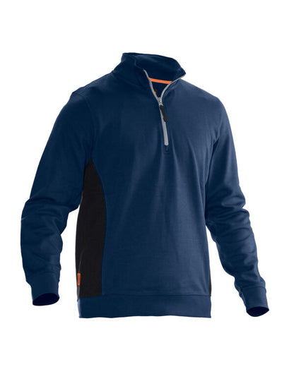 Jobman JM5401 Sweatshirt 1/2 Zip in double face fabric High collar and half zip at front - COOZO