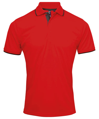 Premier PR618 Contrast Coolchecker Piqu Polo Shirt - COOZO