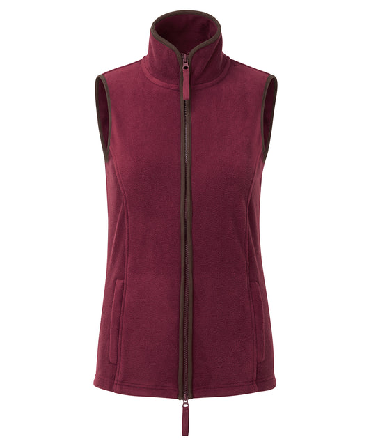 Premier PR804 Women's artisan fleece gilet High-neck rounded collar  leading into a two-way zipper 100% Polyester - COOZO