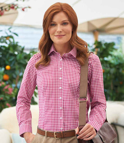 Brook Taverner BT2321 Ladies Kansas Gingham Long Sleeve Shirt - COOZO