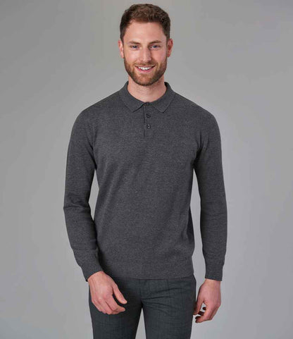 Brook Taverner BT4219 Casper Knitted Long Sleeve Polo Shirt - COOZO