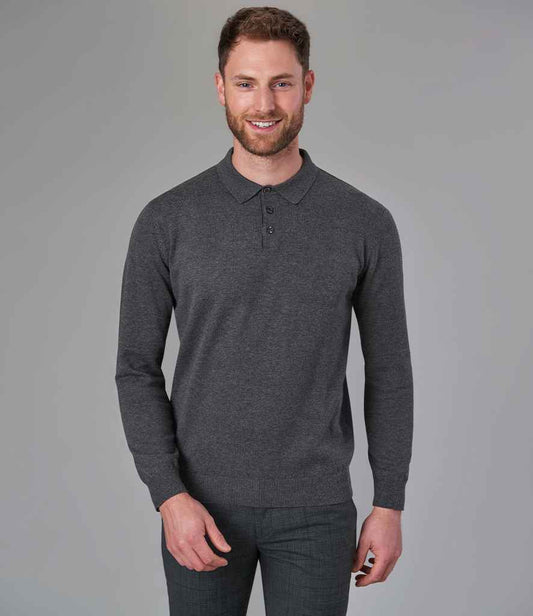 Brook Taverner BT4219 Casper Knitted Long Sleeve Polo Shirt - COOZO