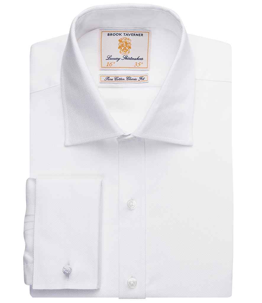 Brook Taverner BT7656 Andora Long Sleeve Herringbone Shirt - COOZO
