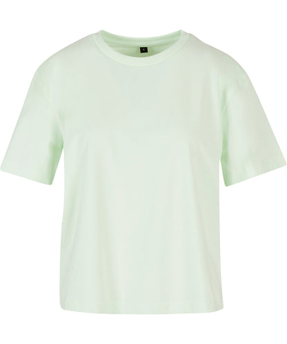 Build your Brand BY211 Women's everyday short-sleeved oversized dropped shoulders ribbed crew neck t-shirt 100% Cotton Light color - COOZO