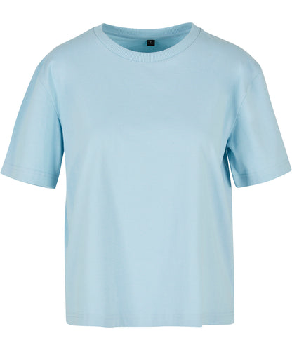 Build your Brand BY211 Women's everyday short-sleeved oversized dropped shoulders ribbed crew neck t-shirt 100% Cotton Light color - COOZO