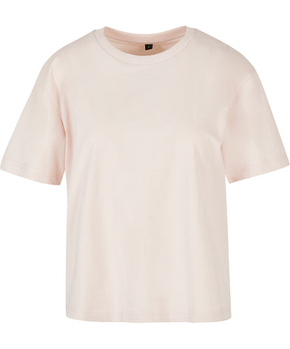 Build your Brand BY211 Women's everyday short-sleeved oversized dropped shoulders ribbed crew neck t-shirt 100% Cotton Light color - COOZO