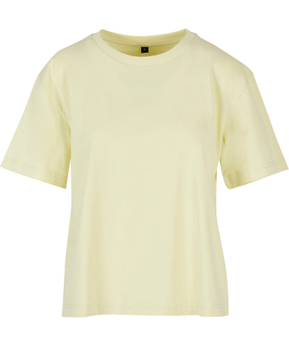 Build your Brand BY211 Women's everyday short-sleeved oversized dropped shoulders ribbed crew neck t-shirt 100% Cotton Light color - COOZO