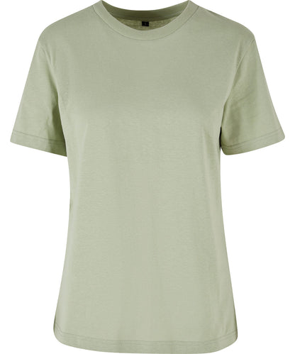 Build your Brand BY211 Women's everyday short-sleeved oversized dropped shoulders ribbed crew neck t-shirt 100% Cotton Light color - COOZO