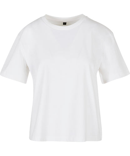 Build your Brand BY211 Women's everyday short-sleeved oversized dropped shoulders ribbed crew neck t-shirt 100% Cotton Light color - COOZO