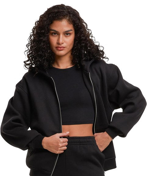COOZO-Women’s loose-fit zip hoodie