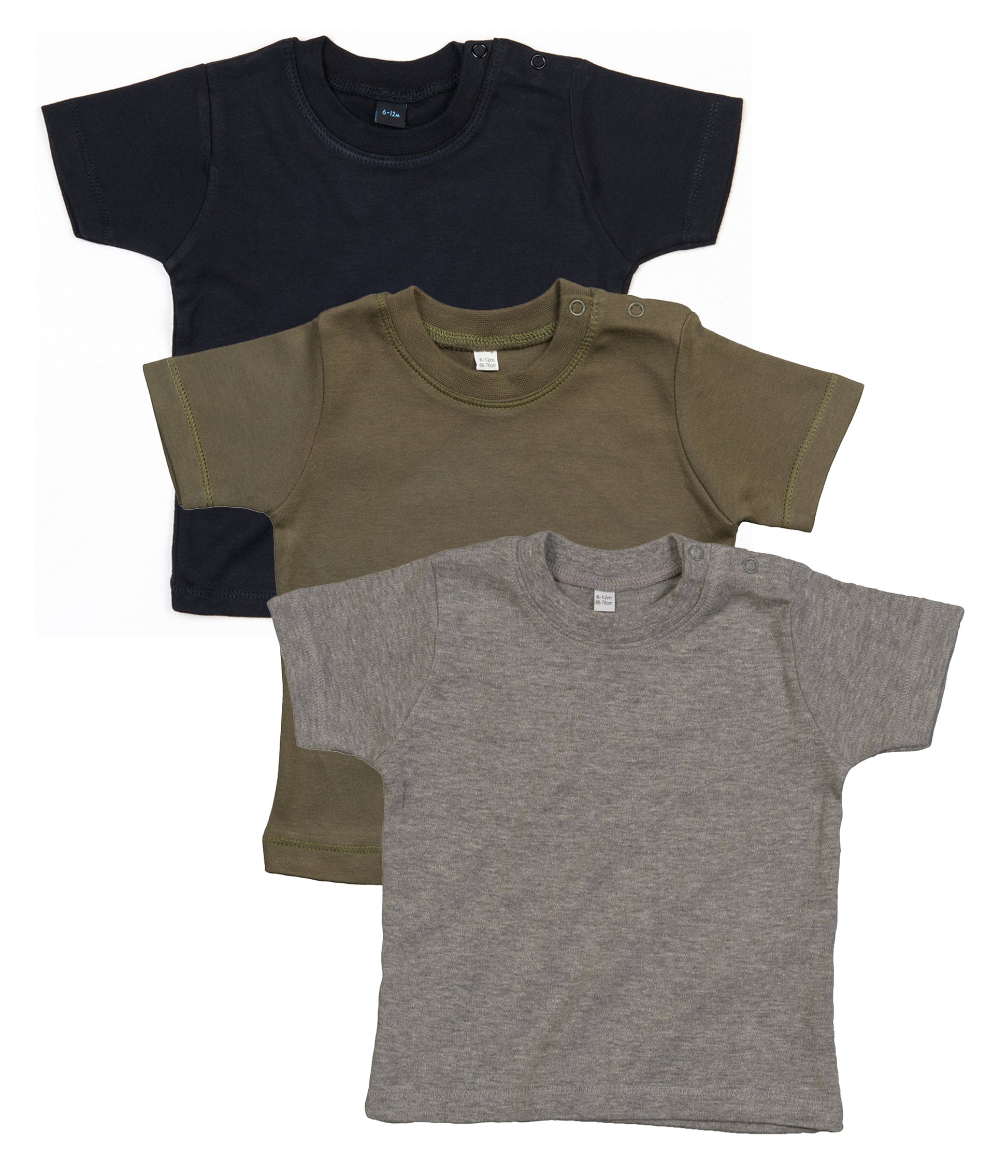 Babybugz BZ02 Baby crew neck  T-shirt 100% Cotton (Pack of 3) - COOZO