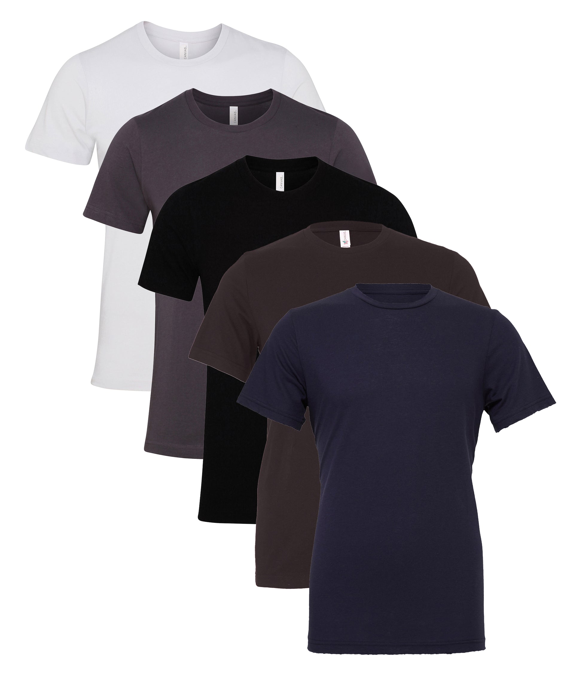 Bella+Canvas CA3001 Unisex Jersey Crew neck Short Sleeve Tee 100% Airlume combed and ringspun cotton Mixed colors (pack of 5) - COOZO