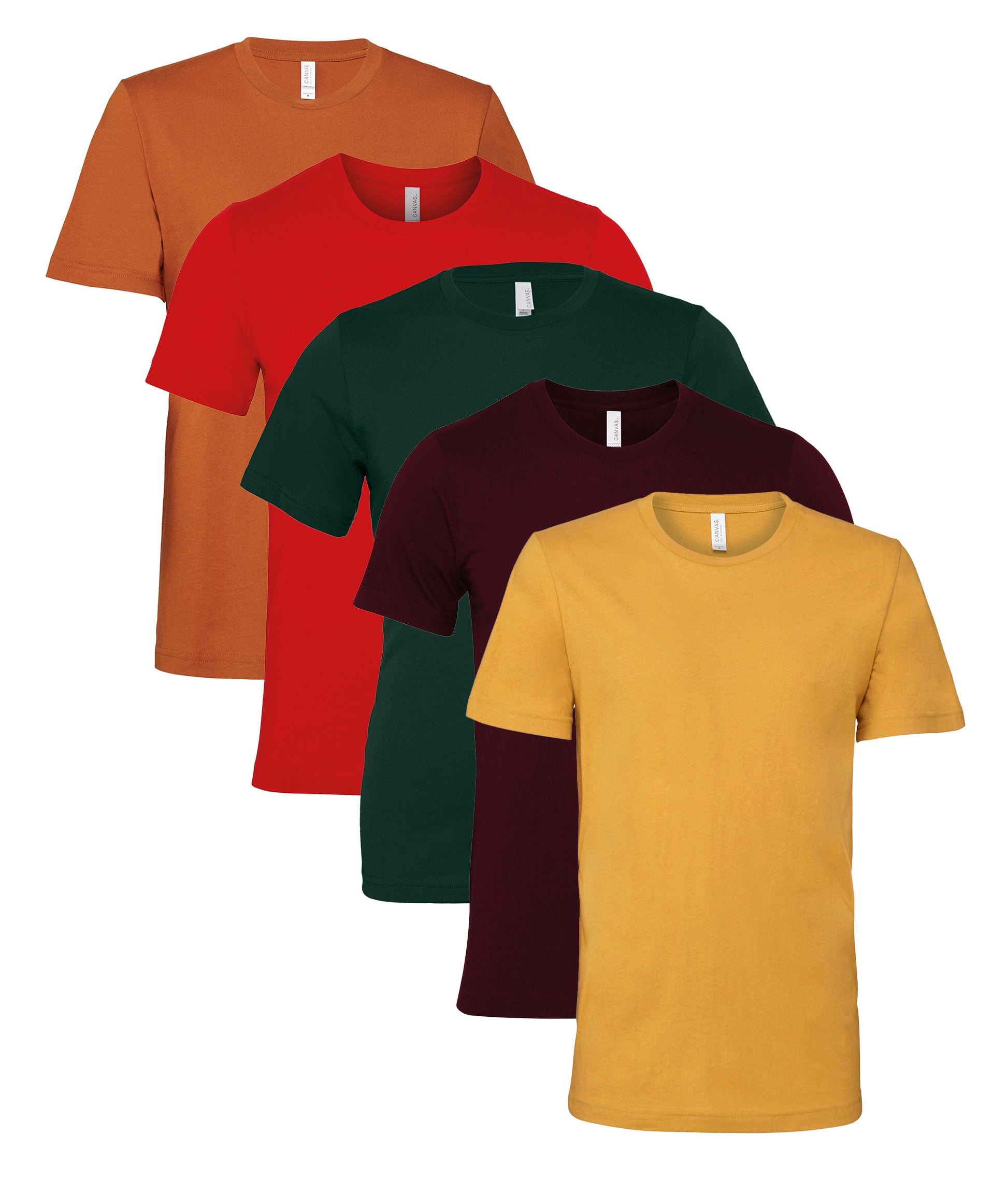 Bella+Canvas CA3001 Unisex Jersey Crew neck Short Sleeve Tee 100% Airlume combed and ringspun cotton Mixed colors (pack of 5) - COOZO