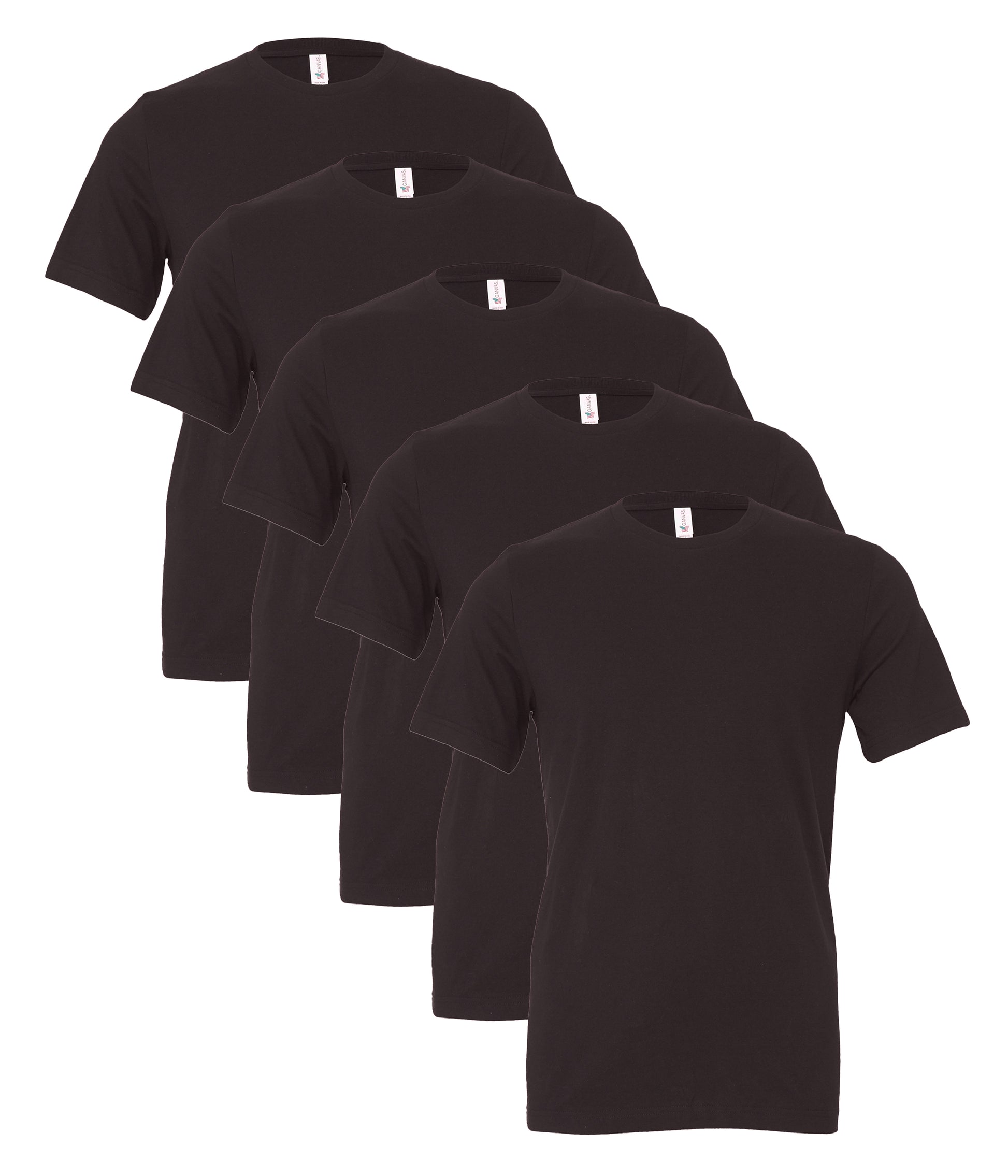 Bella+Canvas CA3001 Unisex Jersey Crew neck Short Sleeve Tee 100% Airlume combed and ringspun cotton (pack of 5) - COOZO