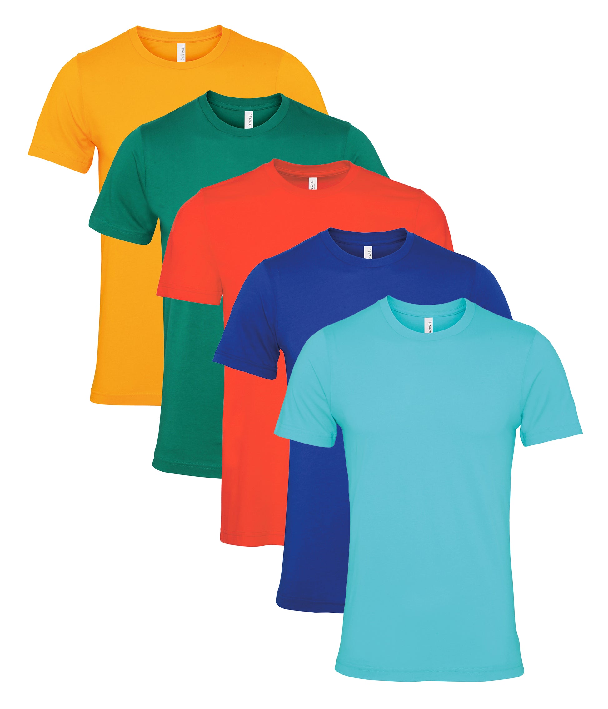 Bella+Canvas CA3001 Unisex Jersey Crew neck Short Sleeve Tee 100% Airlume combed and ringspun cotton Mixed colors (pack of 5) - COOZO