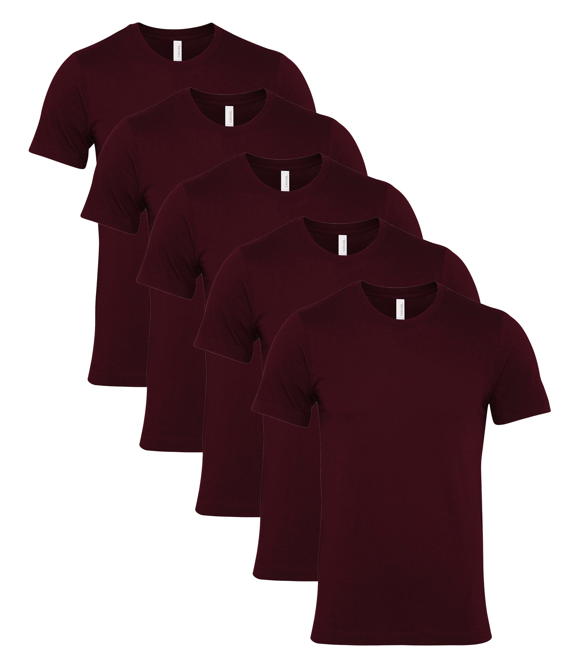 Bella+Canvas CA3001 Unisex Jersey Crew neck Short Sleeve Tee 100% Airlume combed and ringspun cotton (pack of 5) - COOZO