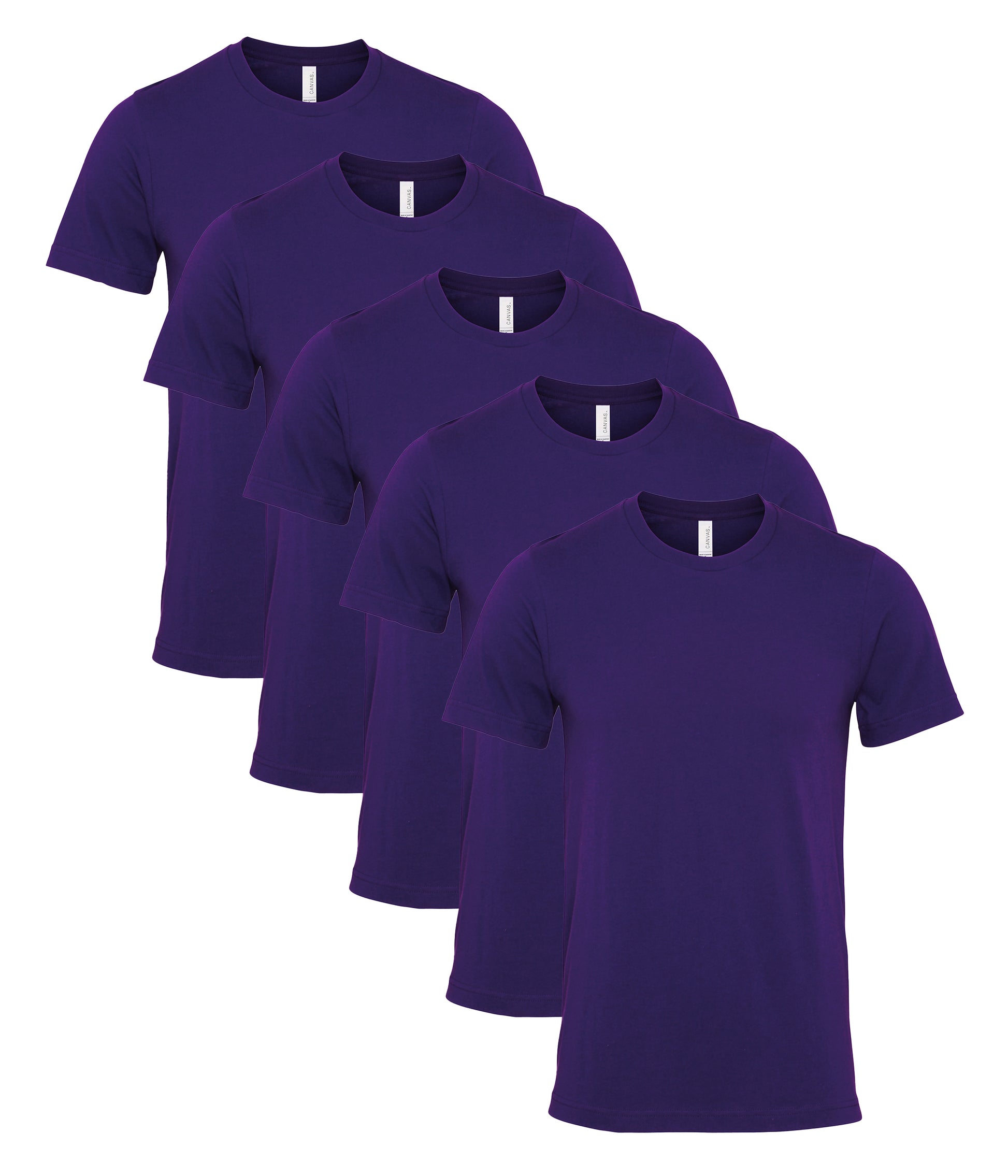 Bella+Canvas CA3001 Unisex Jersey Crew neck Short Sleeve Tee 100% Airlume combed and ringspun cotton (pack of 5) - COOZO