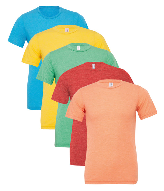Bella+Canvas CA3413 Unisex Triblend Short Sleeve Tee crew neck t-shirt (Pack of 5) - COOZO