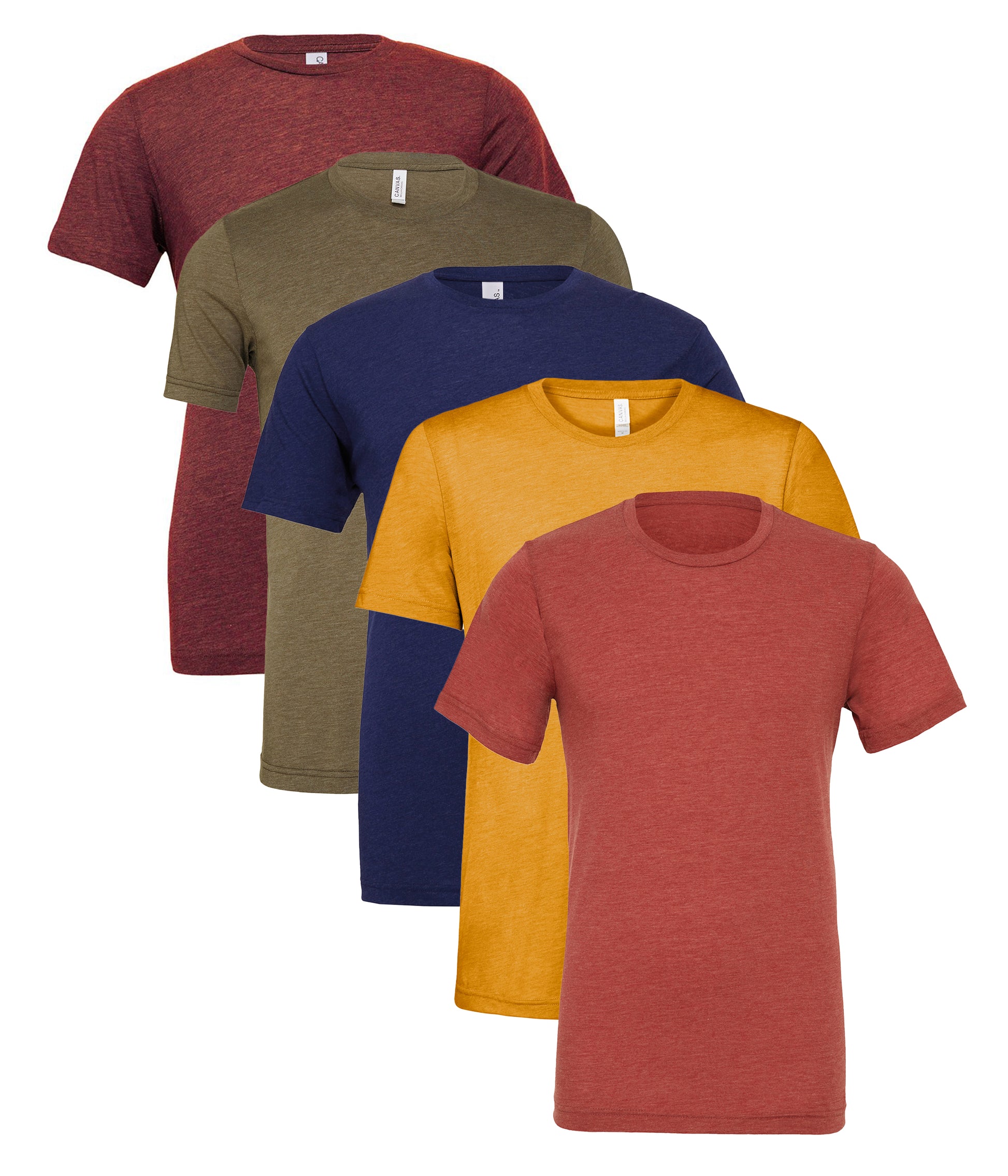 Bella+Canvas CA3413 Unisex Triblend Short Sleeve Tee crew neck t-shirt (Pack of 5) - COOZO