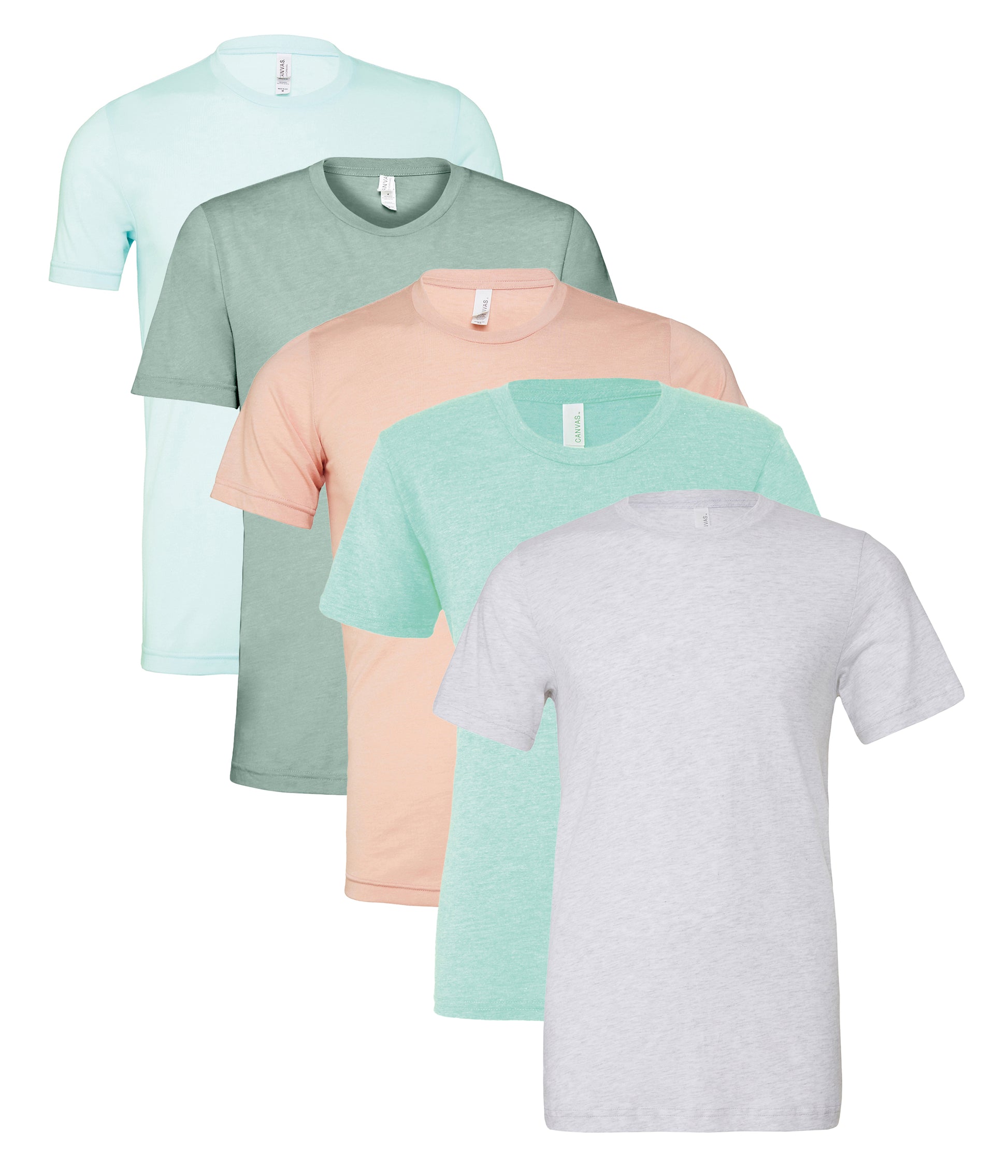 Bella+Canvas CA3413 Unisex Triblend Short Sleeve Tee crew neck t-shirt (Pack of 5) - COOZO