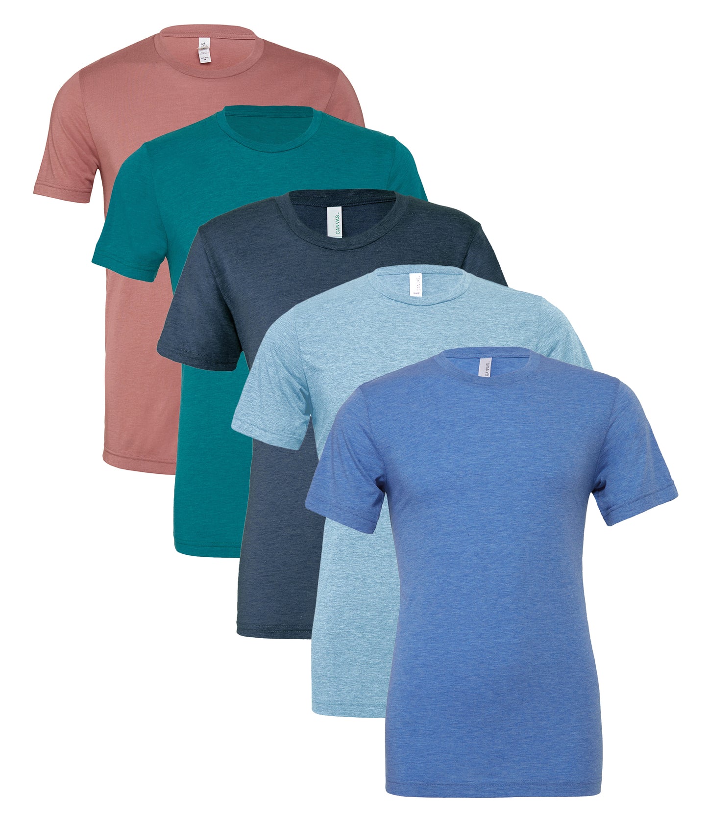Bella+Canvas CA3413 Unisex Triblend Short Sleeve Tee crew neck t-shirt (Pack of 5) - COOZO