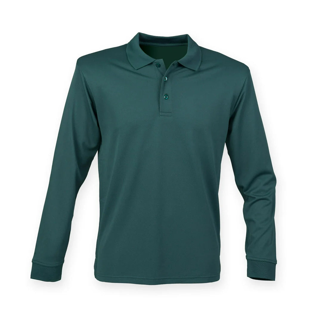 Henbury Unisex Long Sleeve Coolplus Polo Shirt HB478 - COOZO