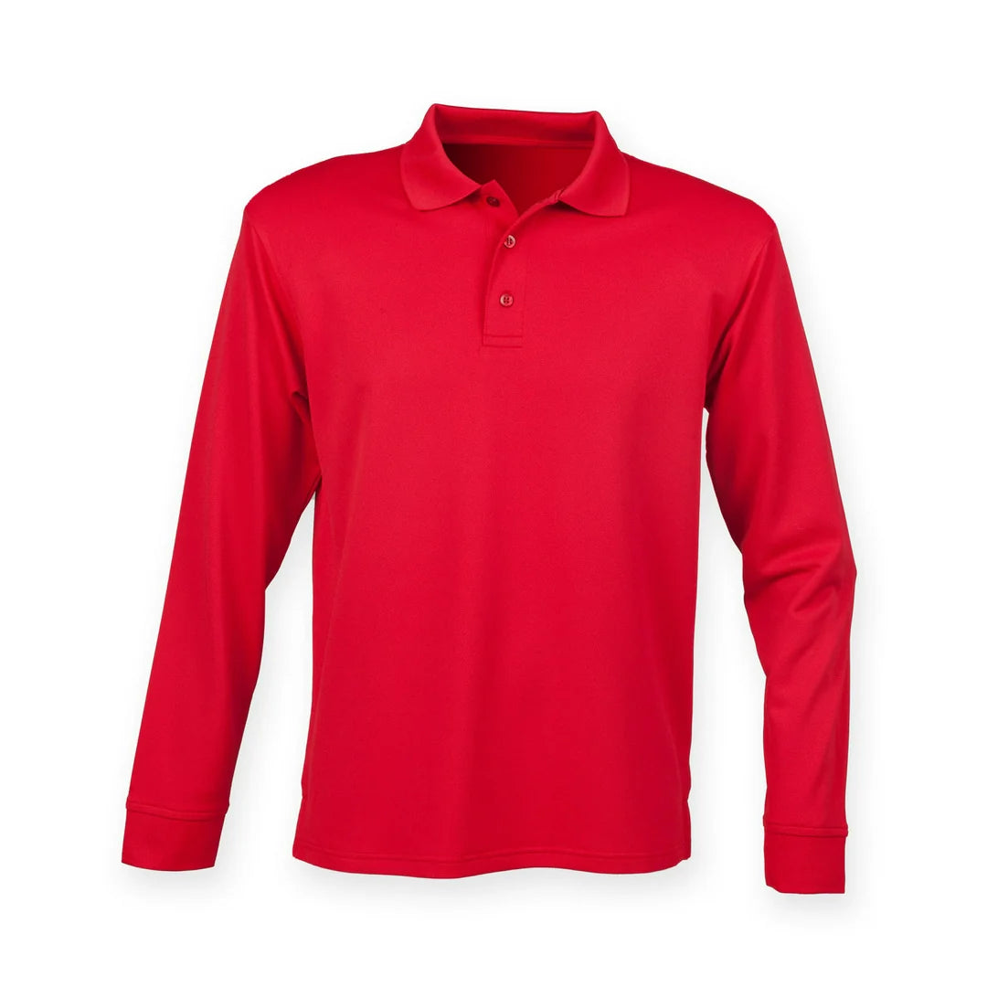 Henbury Unisex Long Sleeve Coolplus Polo Shirt HB478 - COOZO
