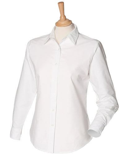 Henbury HB511 Ladies Long Sleeve Classic Cotton-Rich Oxford Shirt - COOZO