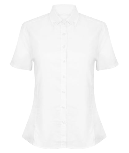 Henbury HB518 Ladies Modern Short Sleeve Regular Fit Oxford Shirt Short point collar - COOZO