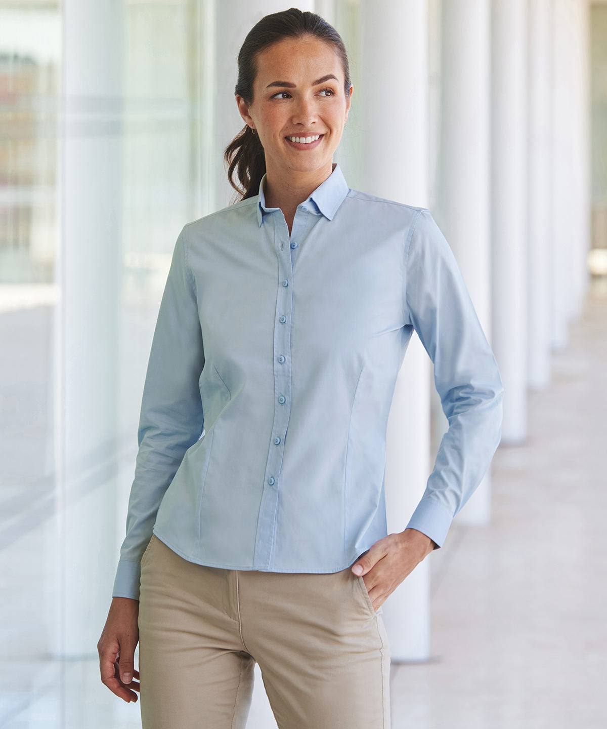 Henbury HB583 Women long sleeve otton-feel Coolplus  shirt