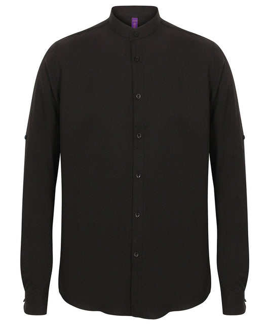 Henbury HB592 Mandarin Roll Sleeve Anti-Bac Wicking Shirt 100% polyester Quick dry - COOZO
