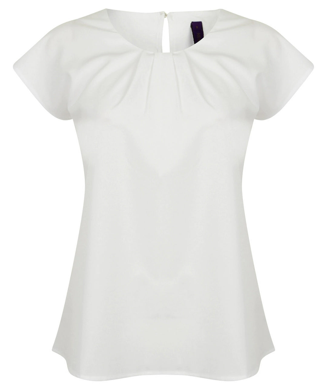 Henbury HB597 Ladies Pleat Front Short Sleeve Blouse 100% Cofrex/Pufy polyester - COOZO
