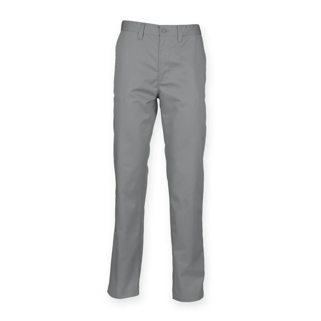 Henbury Ladies 65/35 Flat Fronted Chino Trousers HB641 - COOZO