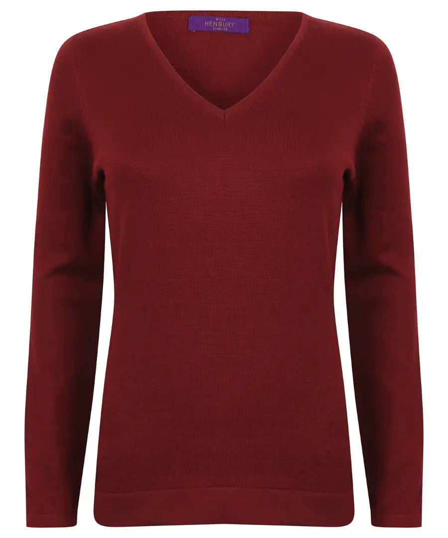 Henbury HB721 Ladies Lightweight Cotton Acrylic v-neck Sweater
