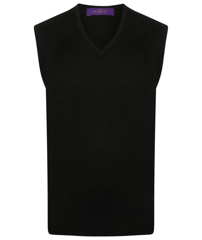 Henbury HB724 Lightweight Sleeveless Cotton Acrylic V Neck Sweater - COOZO