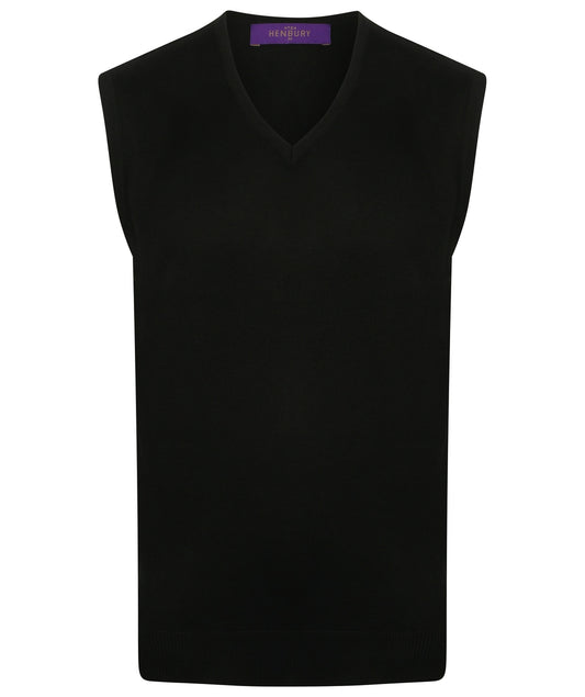 Henbury HB724 Lightweight Sleeveless Cotton Acrylic V Neck Sweater - COOZO